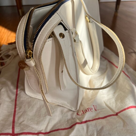 Clare V. Petite Sandrine Bag Color White Vachetta - Picture 3 of 16